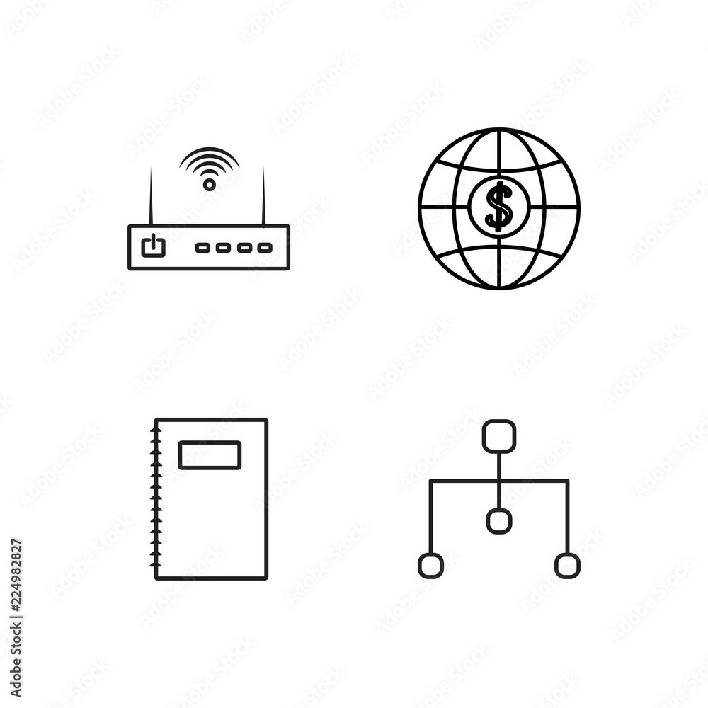 business simple outlined icons set business simple outlined icons set