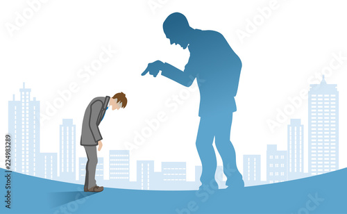 Businessman who is blamed by boss - Power Harassment concept art