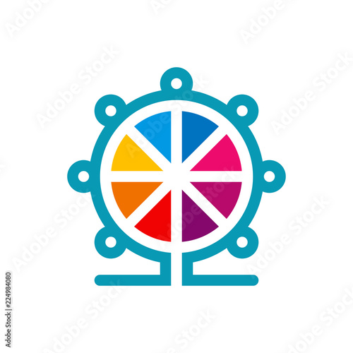 Colorful ferris wheel logo template. Vector illustration.