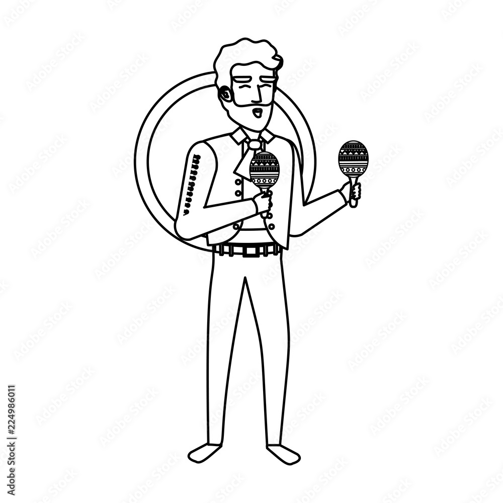 Fototapeta premium traditional mexican mariachi with maracas