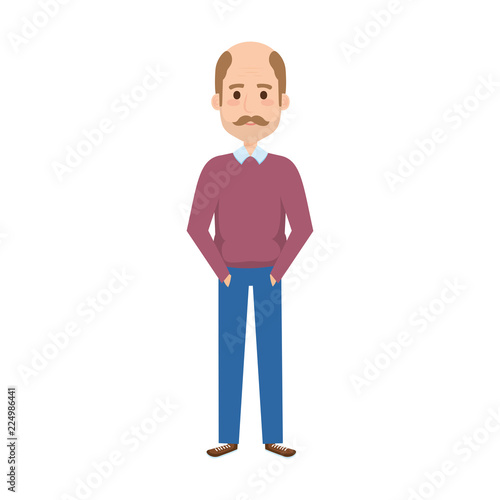 old man bald with mustache avatar character