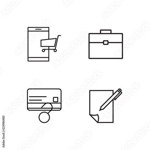 business simple outlined icons set