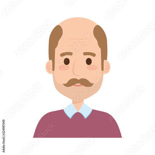 old man bald with mustache avatar character