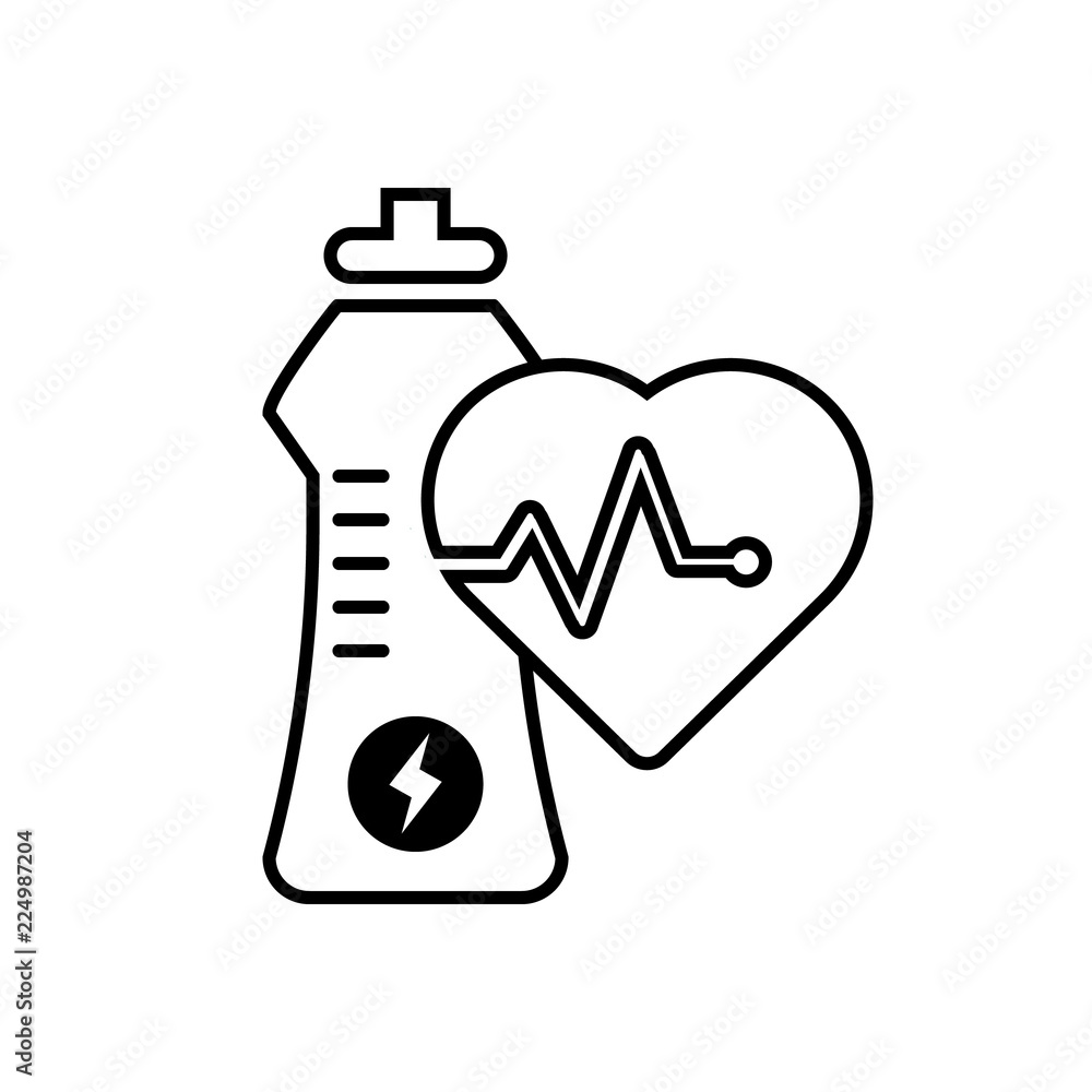 icon bottle of water and an heart. the concept of a healthy lifestyle vector