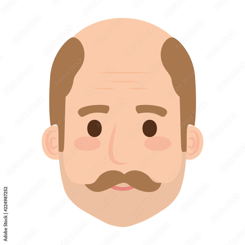 head old man bald with mustache avatar character