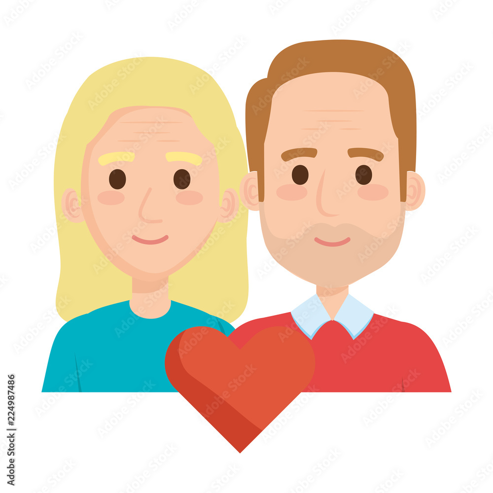 old couple lovers with heart avatars characters old couple lovers with heart avatars characters