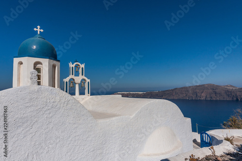 Chapel on Skaros Rock in Santorini in Greece © hakbak