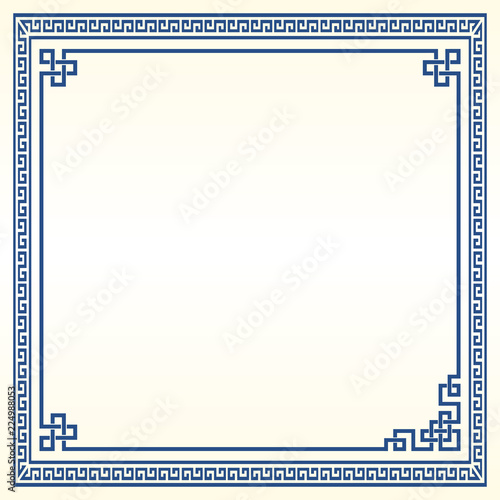 Traditional Chinese Blue Porcelain And White Jade Colors Background, The Great Wall Frame 