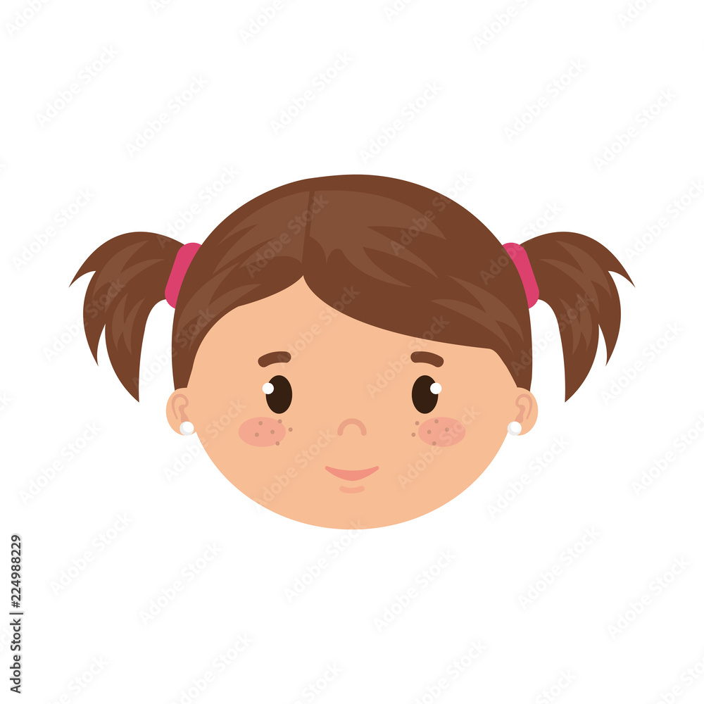 cute and little girl head character cute and little girl head character