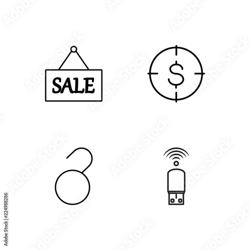 business simple outlined icons set