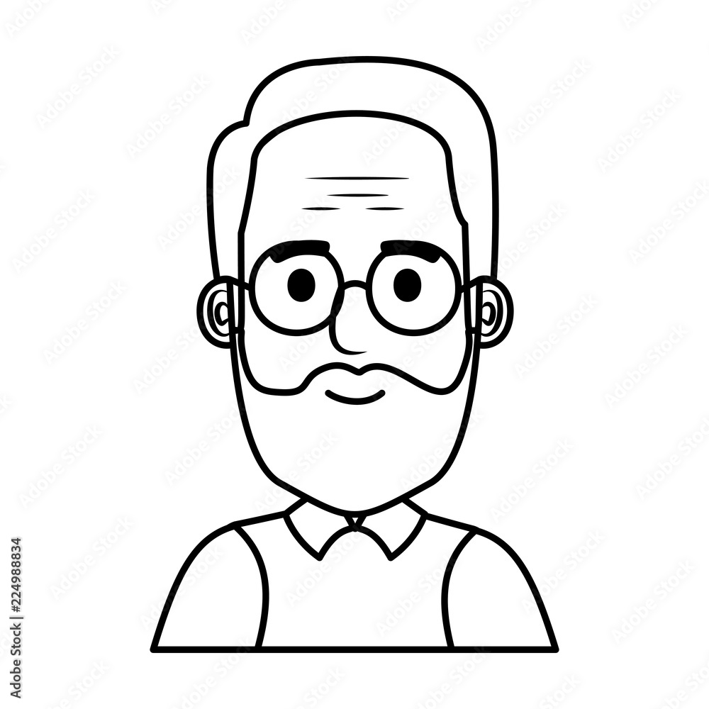 old man with beard and glasses avatar character