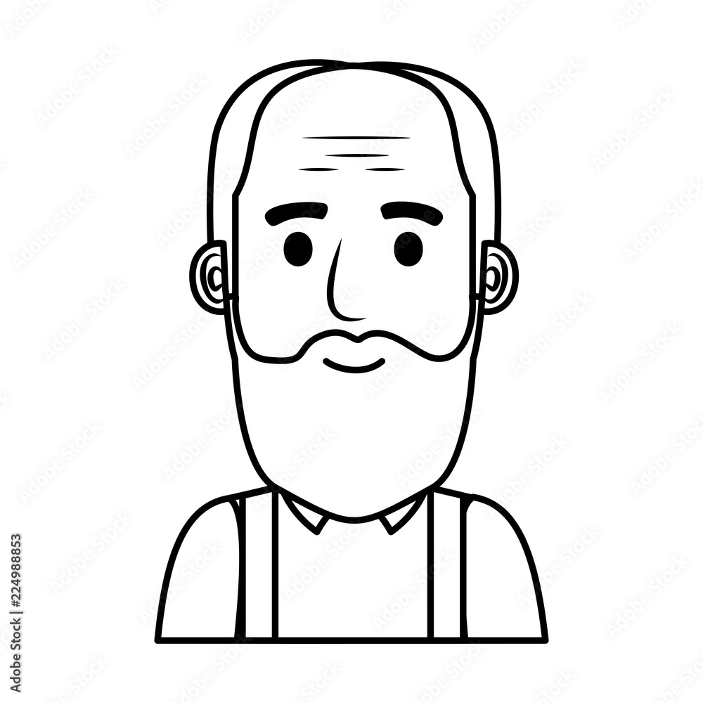 old man bald with beard avatar character old man bald with beard avatar character