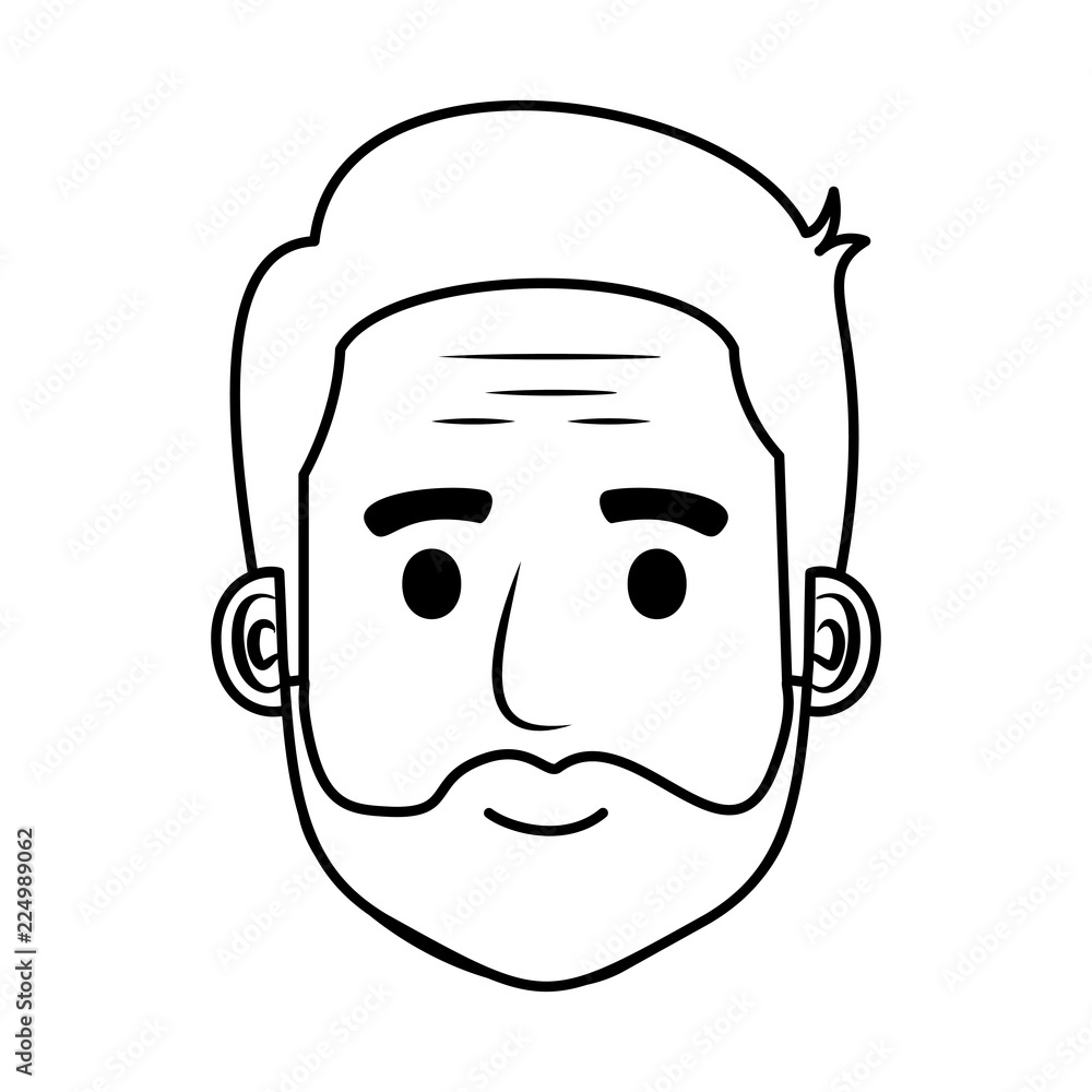 head old man with beard avatar character head old man with beard avatar character
