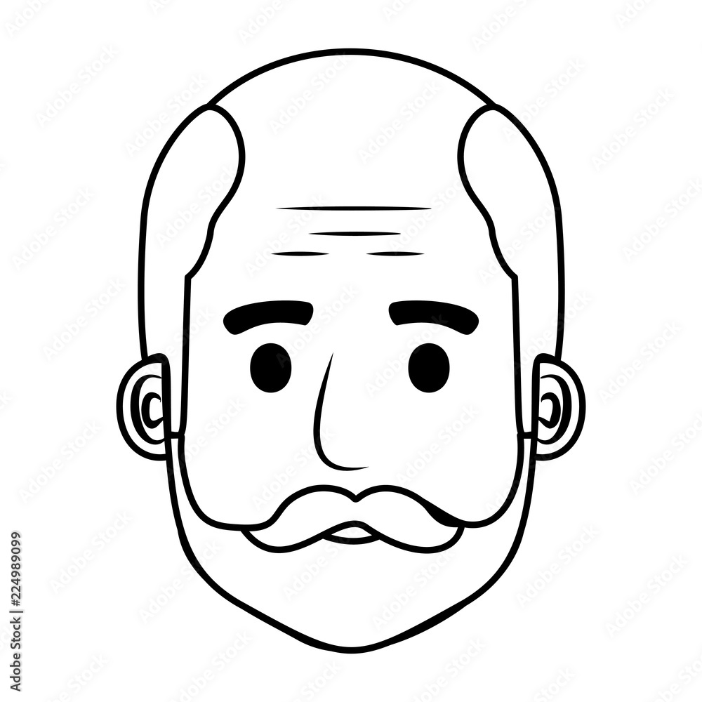 head old man bald with beard avatar character head old man bald with beard avatar character