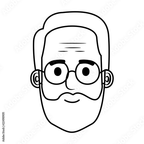 head old man with beard and glasses avatar character