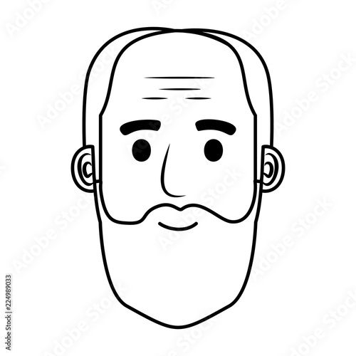 head old man bald with beard avatar character