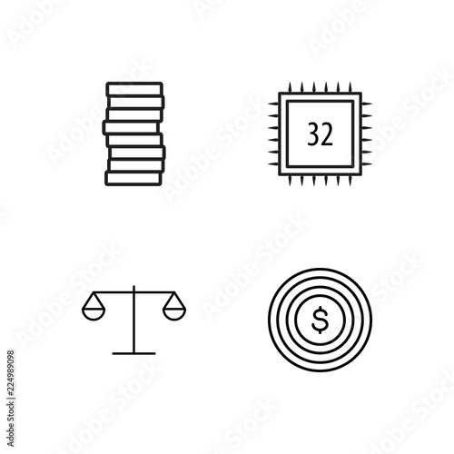 business simple outlined icons set