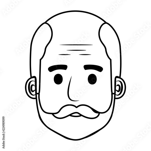 head old man bald with beard avatar character