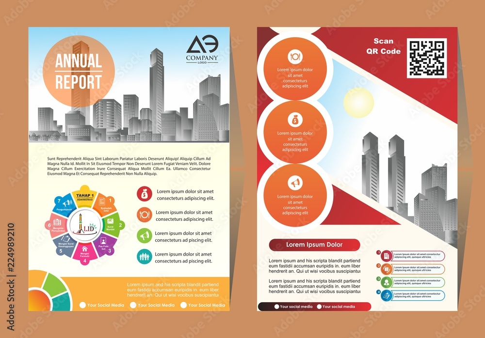 A modern business cover brochure layout with shape vector illustration
