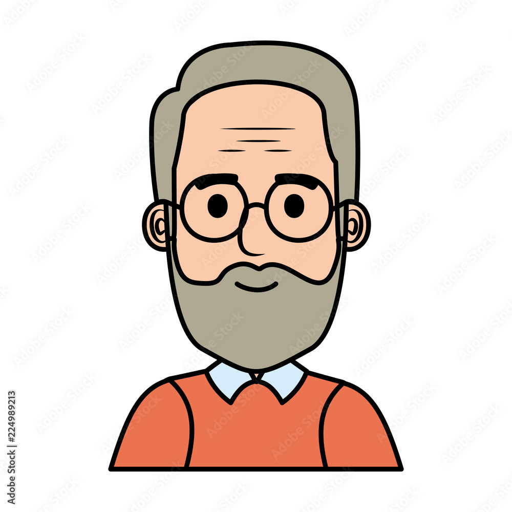 old man with beard avatar character vector flat style design Stock Vector  Image  Art  Alamy