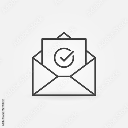 Open envelope with checkmark outline vector icon