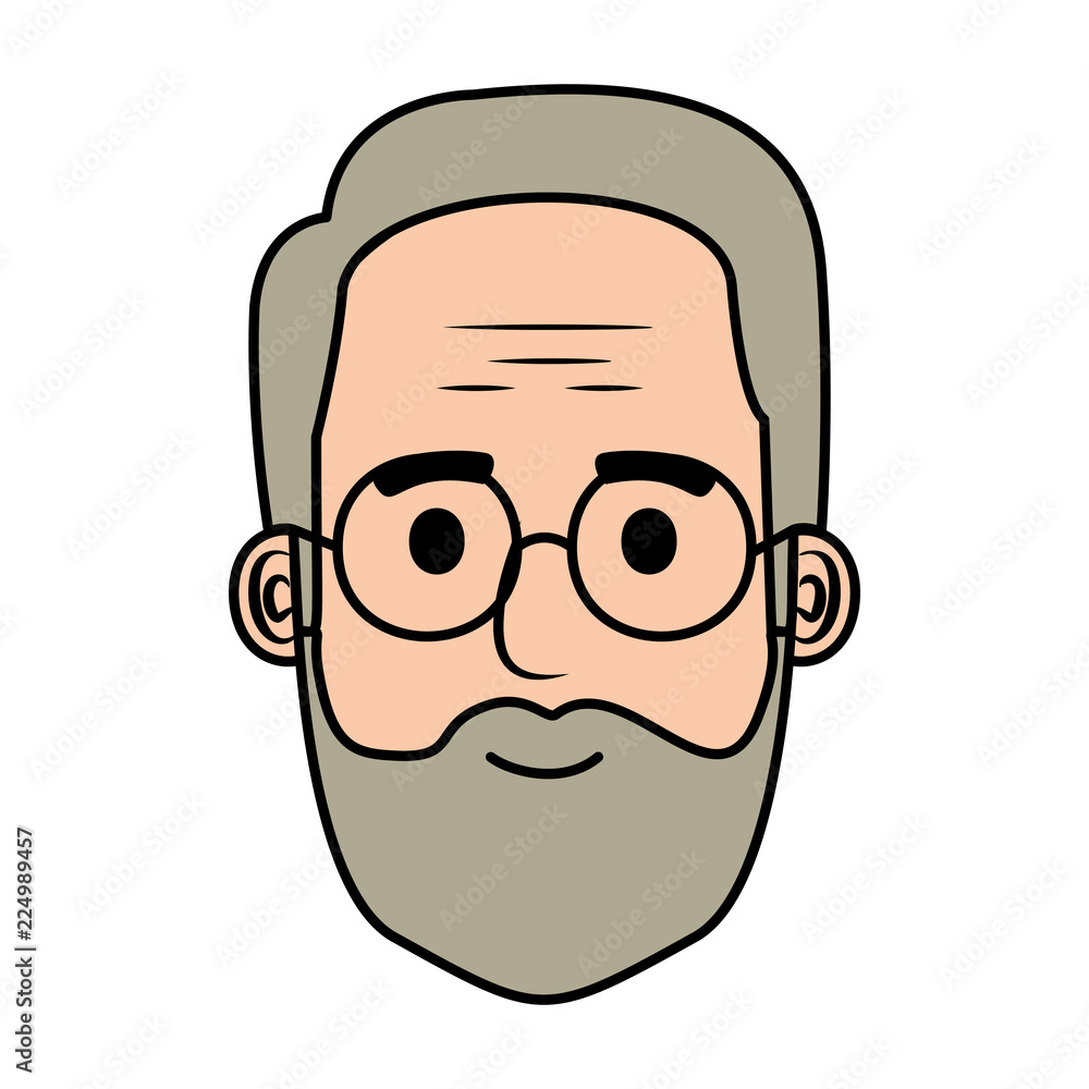 head old man with beard and glasses avatar character