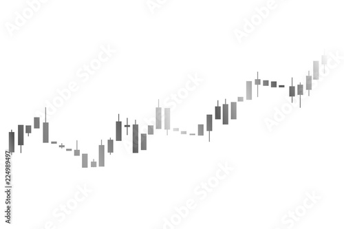 Japanese candlestick gray finance chart with a gradient on white background