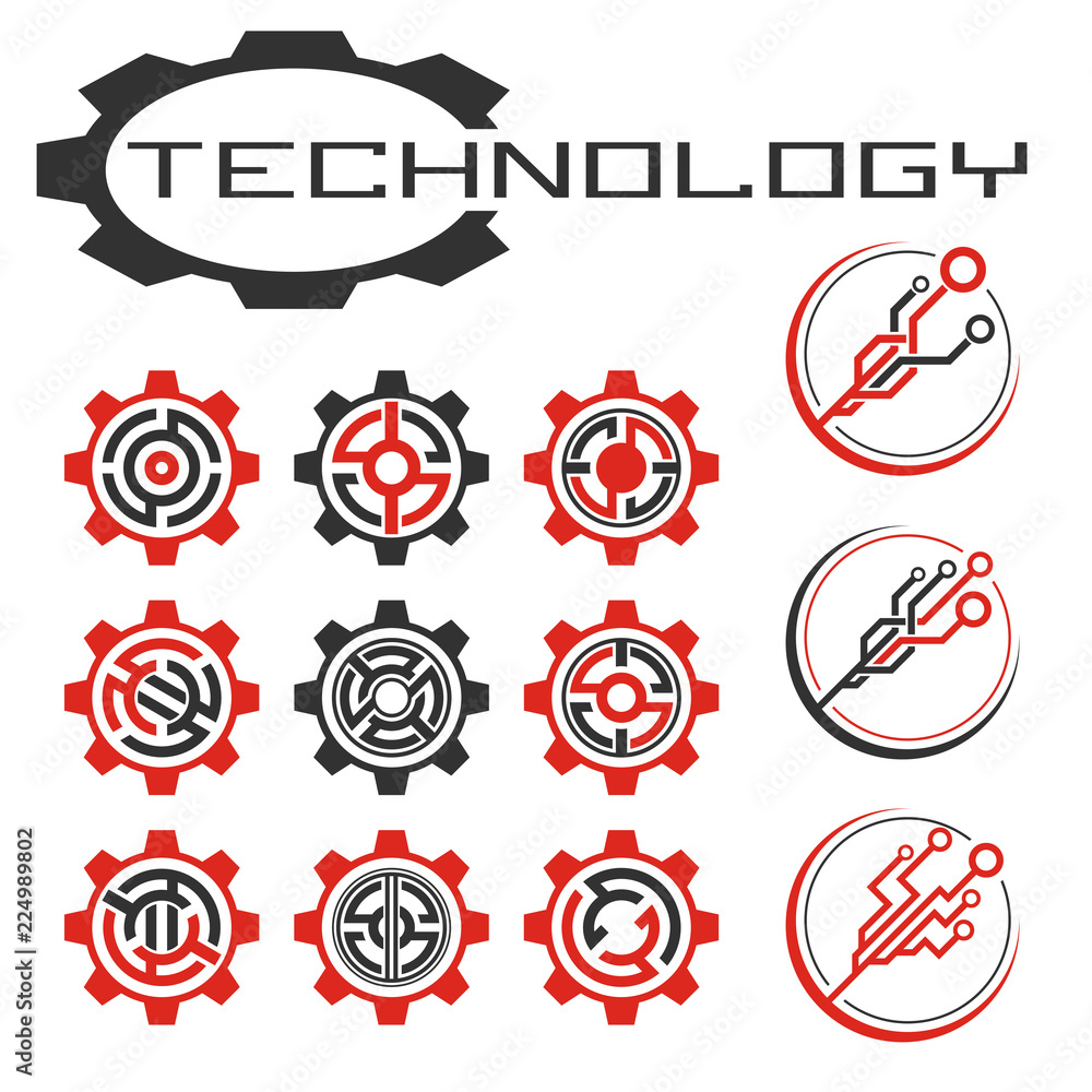 Set of electronics technology concept. Tech emblem. Set of electronics technology concept. Tech emblem.