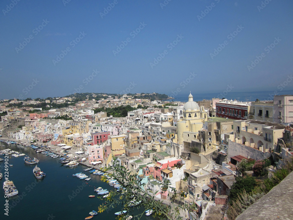 view on Procida island in Italy