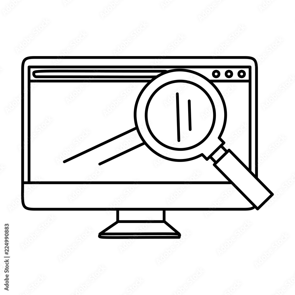 computer monitor with magnifying glass computer monitor with magnifying glass