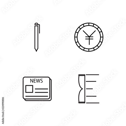 business simple outlined icons set