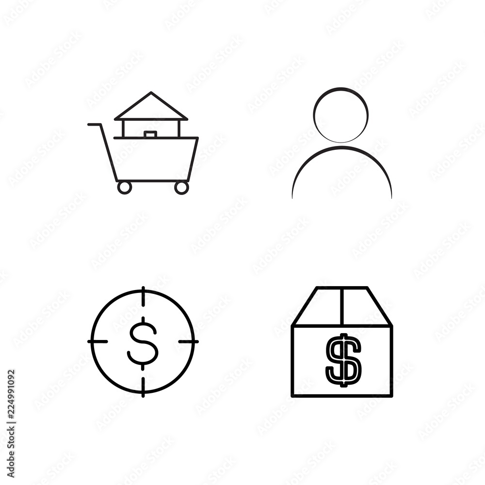 business simple outlined icons set business simple outlined icons set