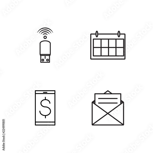 business simple outlined icons set