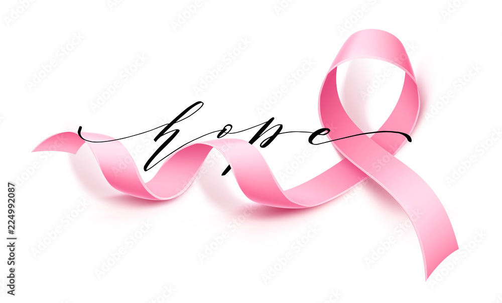 Vector breast cancer awareness poster pink ribbon