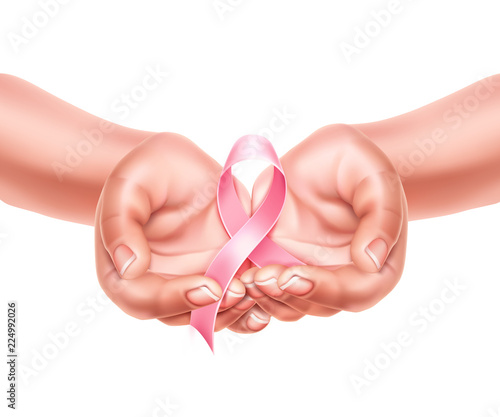 Vector breast cancer awareness poster pink ribbon
