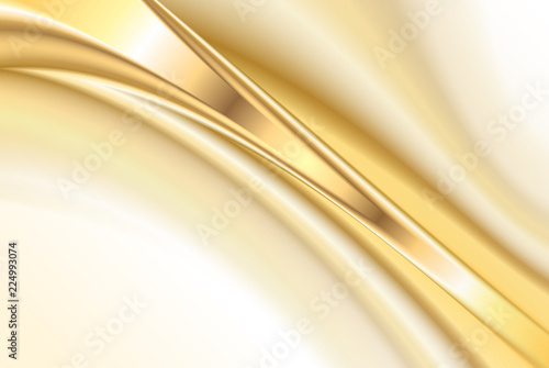 Abstract gold background, elegant wavy vector illustration 