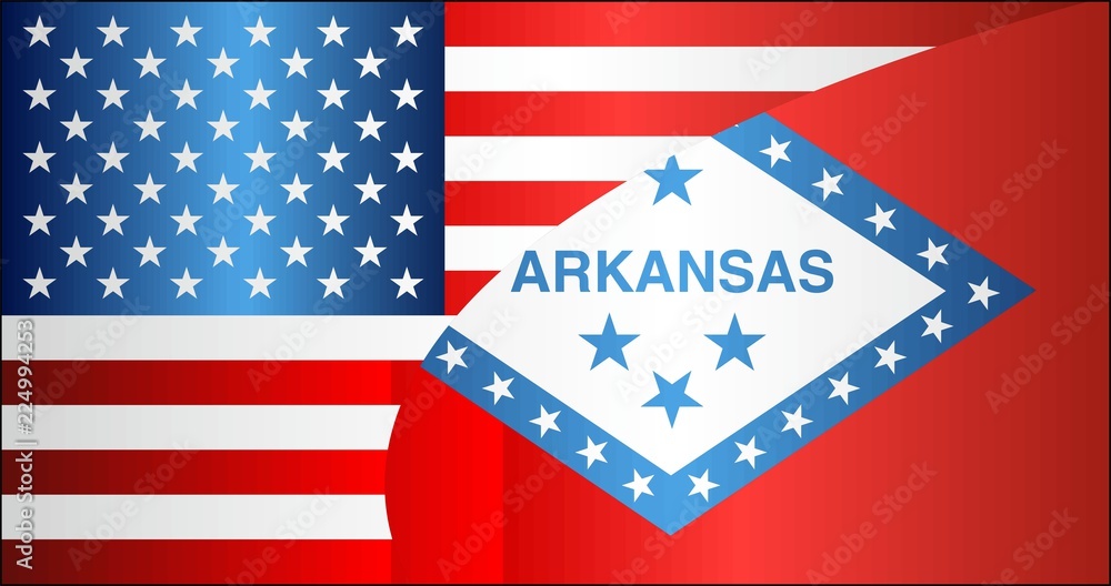 Flag of USA and Arkansas state - Illustration, 
Mixed Flags of the USA and Arkansas