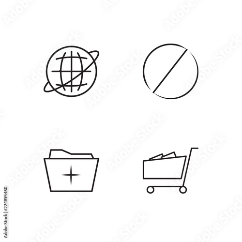 business simple outlined icons set