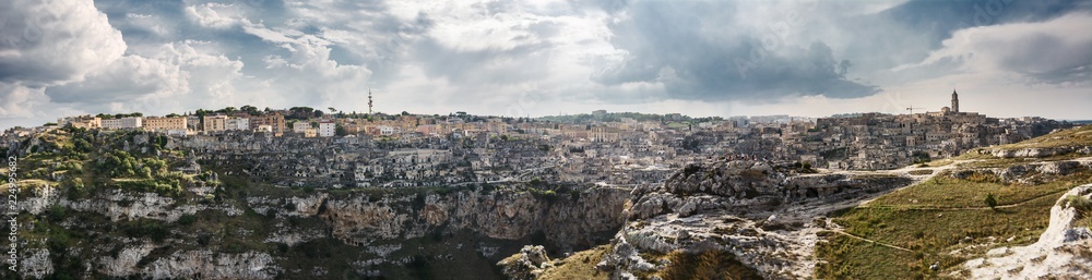 Tourists watching the Sassi di Matera from the opposite hill