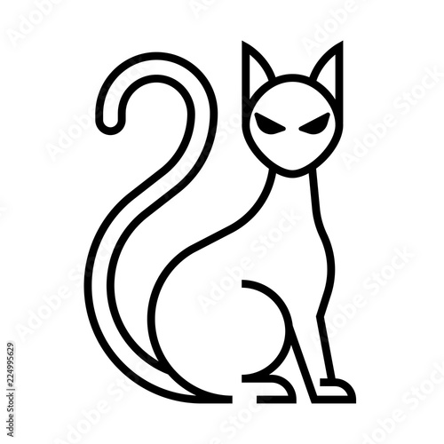 Black cat Line illustration