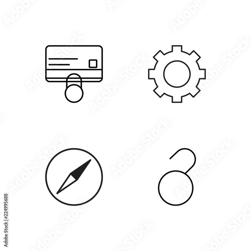 business simple outlined icons set
