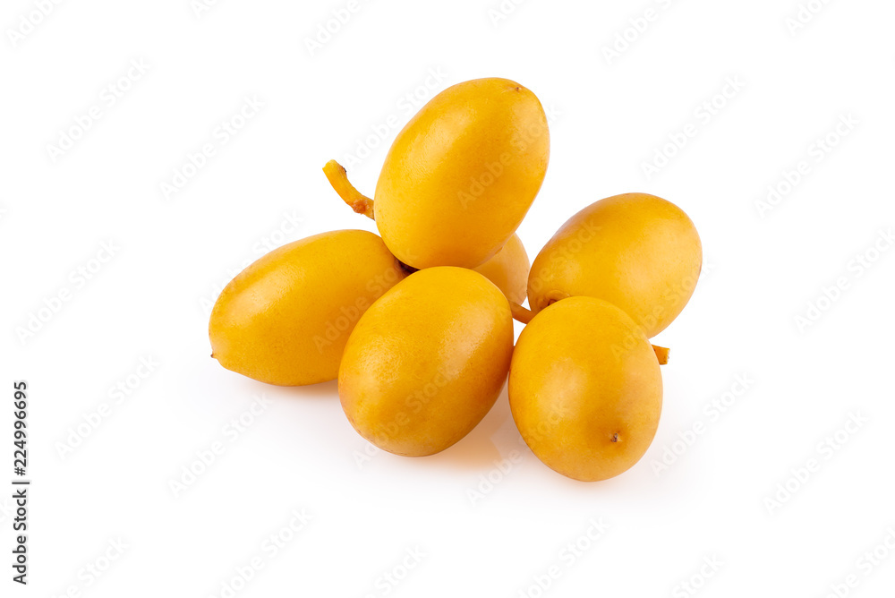 yellow raw date palm isolated on white background yellow raw date palm isolated on white background