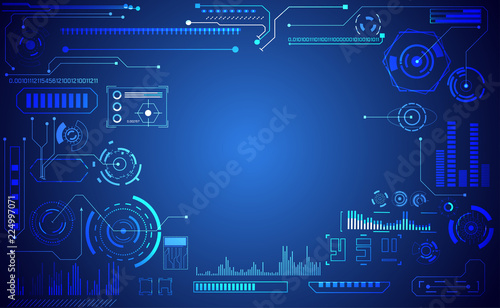 abstract technology ui futuristic concept hud interface hologram elements of digital data chart, communication, computing and circle percent vitality innovation on hi tech future design background