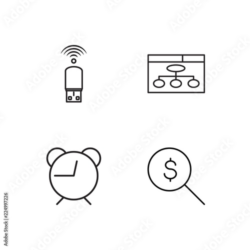 business simple outlined icons set