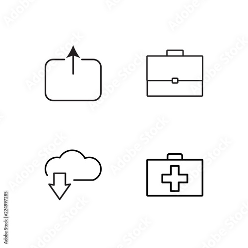 business simple outlined icons set
