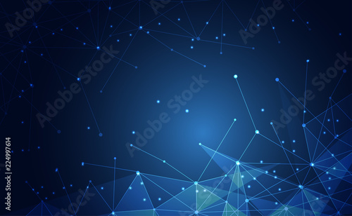 Modern abstract network science connection technology internet and graphic design. on hi tech future blue background network. for template,web design wallpaper,poster,presentation.Vector illustration