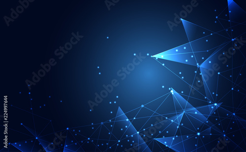 Modern abstract network science connection technology internet and graphic design. on hi tech future blue background network. for template,web design wallpaper,poster,presentation.Vector illustration © Tex vector