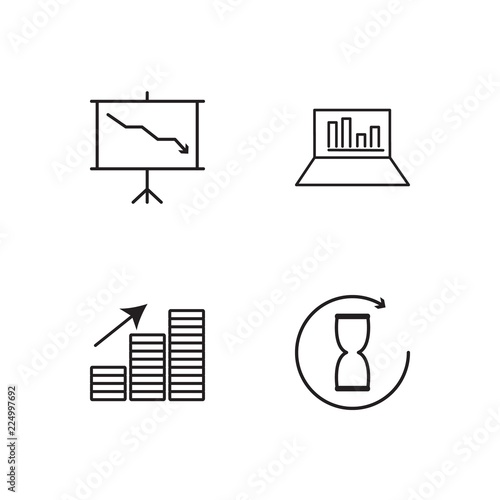 business simple outlined icons set