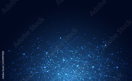 Modern abstract network science connection technology internet and graphic design. on hi tech future blue background network. for template,web design wallpaper,poster,presentation.Vector illustration