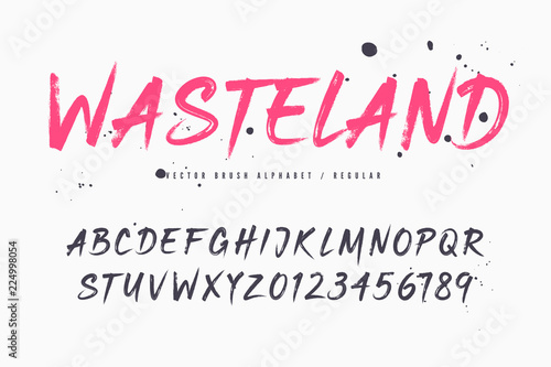 Wasteland vector brush style font, alphabet, typeface,